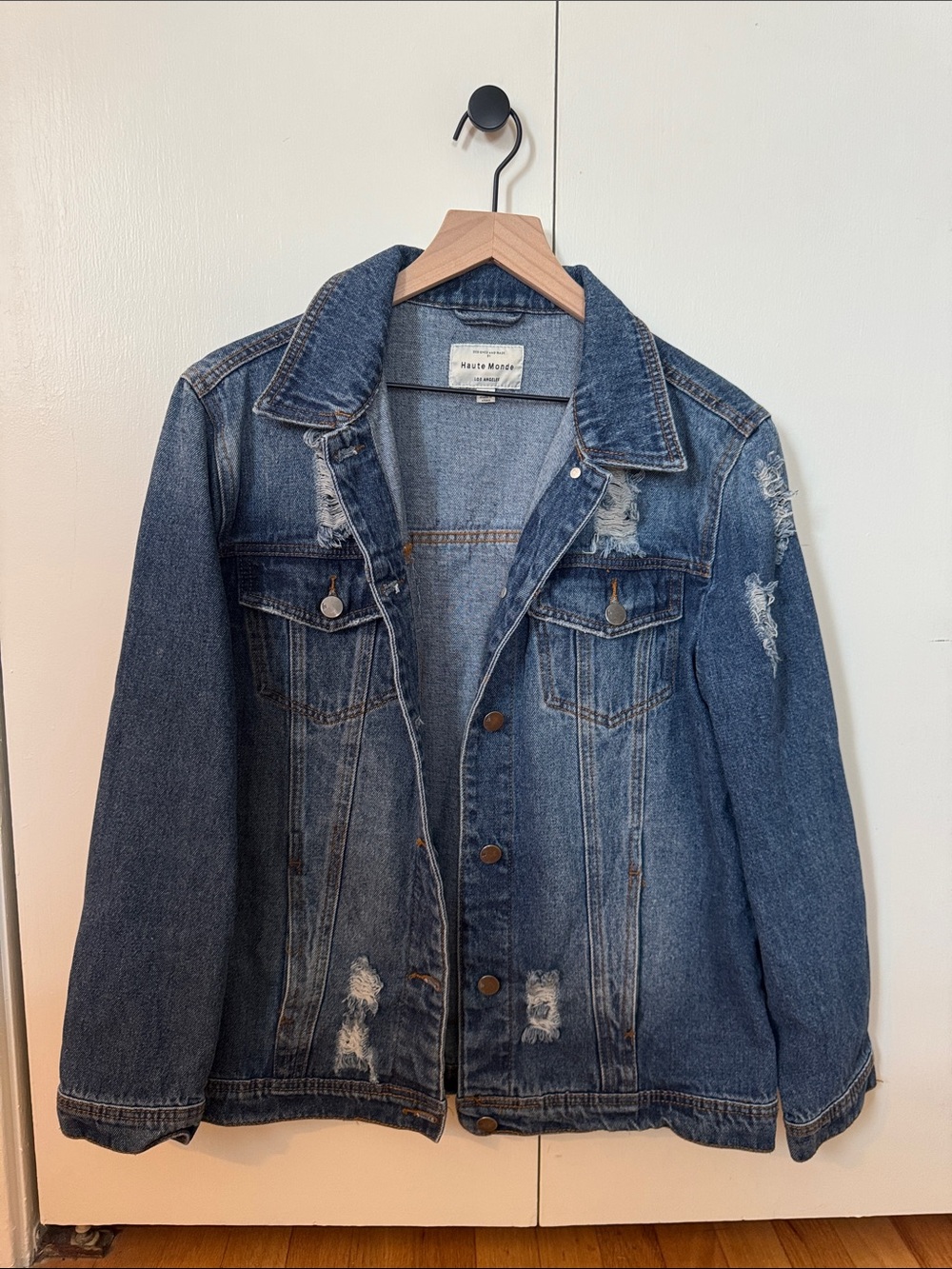 Haute Monde Distressed Dark Blue Denim Jacket